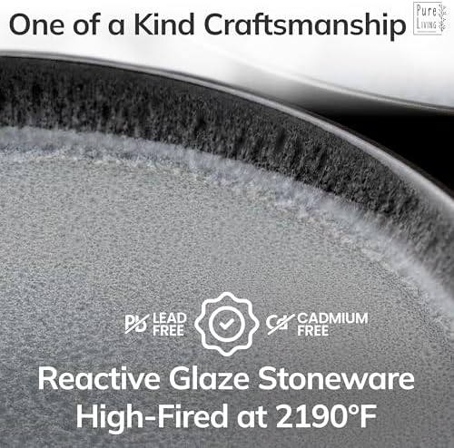 24 Piece Stoneware Dinnerware Set for 6, Handcrafted Plates and Bowls Set - Image 5