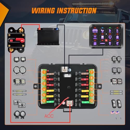 Nilight 12 Gang Switch Panel Relay System with Automatic Dimmable - Image 7