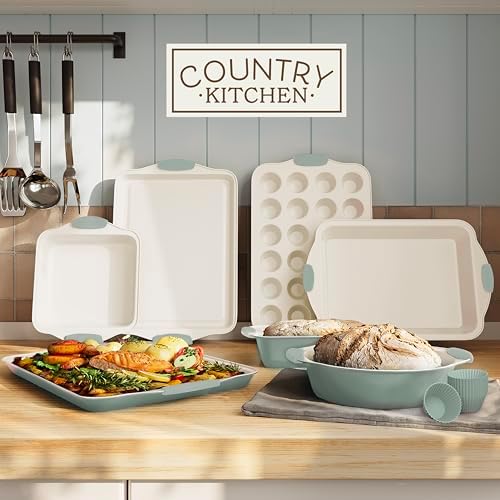 Country Kitchen Nonstick Stackable Bakeware Set - Durable, Easy Release Baking Set- 22 Pc. Includes Silicone Muffin Cups - Image 3