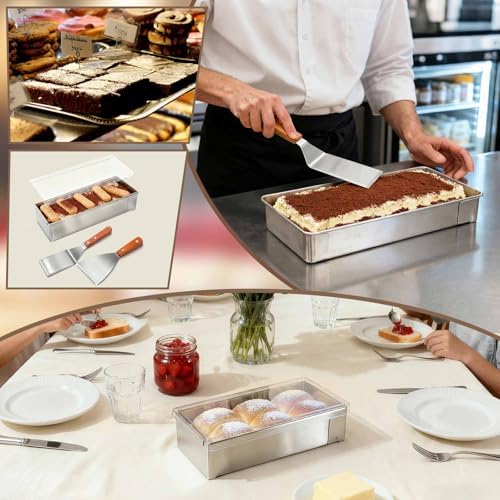 Blushtier 2 Pack Rectangle Tiramisu Pan Removable 9.45 X 3.94 X 2.56 Inch - Image 5