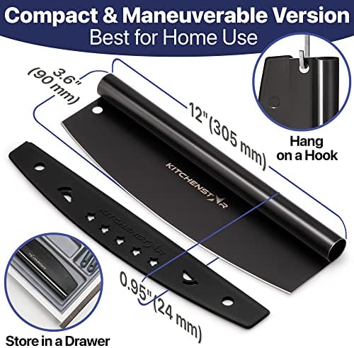 12-Inch Pizza Cutter Rocker Blade, 304 Stainless Steel Slicer Knife, Black - Image 5