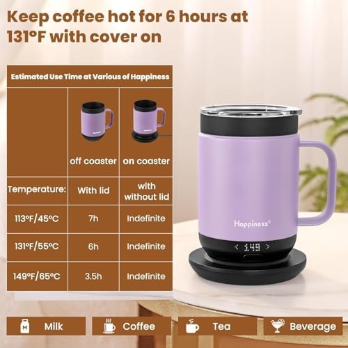 Happiness Self-Heating Coffee Mug,16oz Temperature Control Smart Cup - Image 3