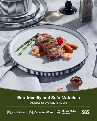 Famiware Star Stoneware Dinnerware Sets with Pasta Bowls, 24pc Dishes for 6 - Image 4