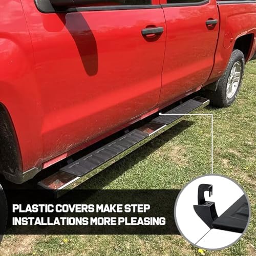 COMNOVA 6" Running Boards Compatible with 07-18 Chevy Silverado/GMC Sierra 1500 Crew Cab; 07-19 2500 3500HD. Running Boards for Silverado Crew Cab(Including in 8 Brackets with Plastic Covers) - Image 5