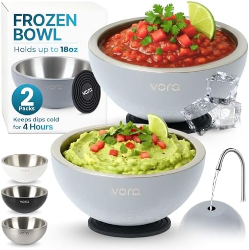 18oz Gray Stainless Steel Dip Chiller Bowl (2 Pack) by VORA