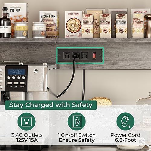 SUPERJARE Bakers Rack with Power Outlet, 35.4 Inches Coffee Bar with Basket - Image 4