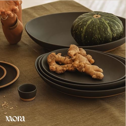 MORA Jumbo and Large Serving Dishes Set of 2, 13 inch and 12 inch Ceramic Pottery Oval Platters - Microwave, Oven and Dishwasher Safe - Liquorice - Image 6