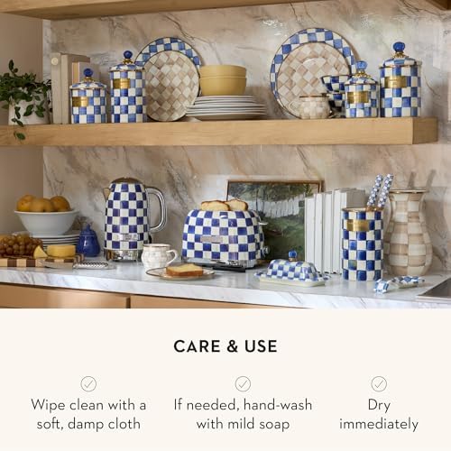 MACKENZIE-CHILDS Enamel Canister, Large, Blue-and-White Royal Check - Image 5