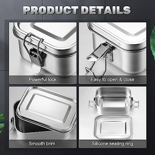 Umigy 4 Pcs Stainless Steel Food Containers, 550ml, No Divider - Image 3