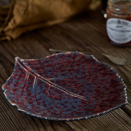 Costa Nova Ceramic Stoneware 9" Hydrangea Leaf - Riviera Collection, Vigne (Burgundy) | Microwave & Dishwasher Safe Dinnerware | Food Safe Glazing | Restaurant Quality Serveware - Image 4