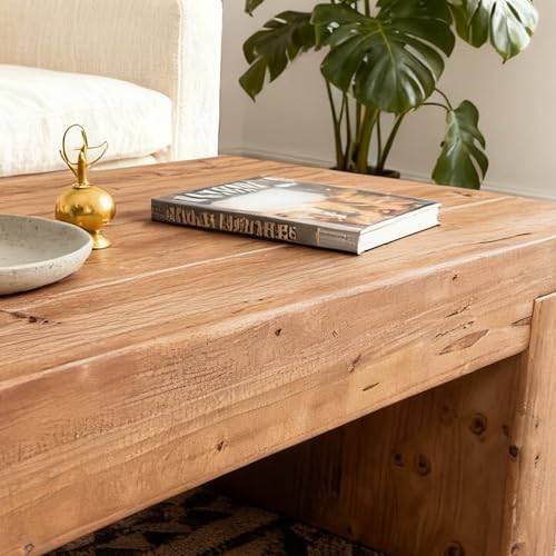Rustic Wooden Coffee Table for Living Room Mid Century Modern Coffee Table - Image 7