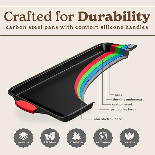Country Kitchen Nonstick Stackable Bakeware Set - Heavy Duty, Durable, Easy Release Baking Set, Red, 4 Pcs - Image 6