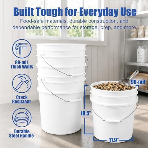 ePackageSupply 3.5 Gallon Bucket, Food-Grade w/Lid, BPA-Free, Blue, 6 Packs - Image 4