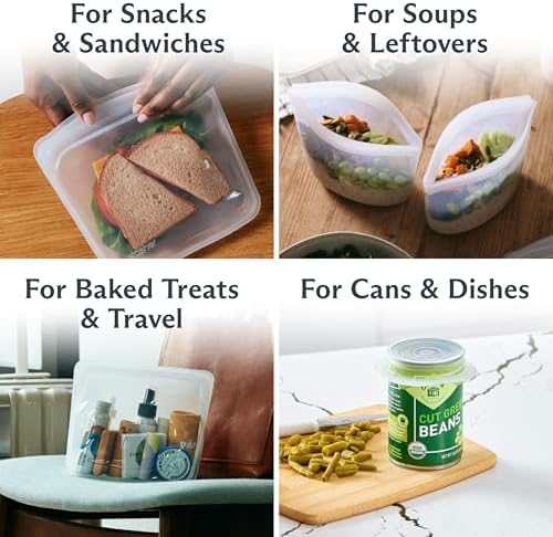 Stasher Reusable Silicone Bags and Stretch Lids, 10-Pack Starter Kit, Clear - Image 2