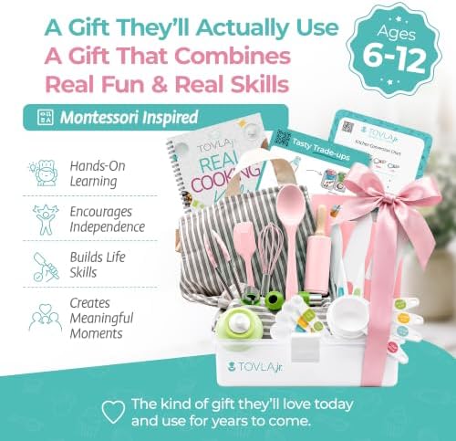 TOVLA Kids Cooking Sets Real for Girls Ages 4-12 | Premium Complete Baking Kit with Knives, Cookbook & Storage Case - Image 5