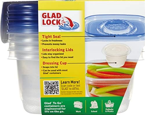 Glad GladWare To-Go Medium Rectangle Snack Containers, 24 Oz, 4 Count, 6-Pk - Image 7