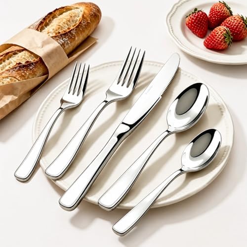 18/10 Silverware Set for 8, Heavy duty Stainless Steel Flatware Cutlery Set - Image 2
