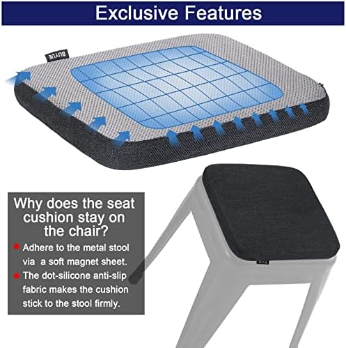 BUYUE Friendly Woven Fabric Magnetic Bar Stool Cushion 1 Piece, Enhanced Anti-Slip Breathable Small Chair Seat Pad for Café Bistro Stackable Metal Stool (Square, Black, 1) - Image 3