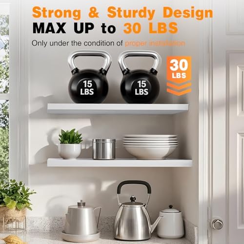 BAYKA White Floating Shelves 47.2in, Set of 2, Wall Mounted for Wall Decor - Image 5