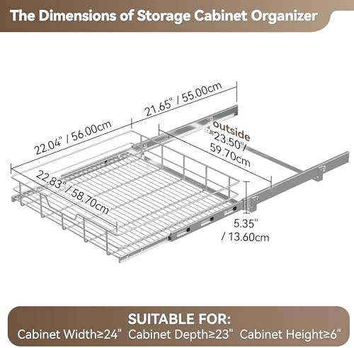 Pull Out Cabinet Organizer 24" W X 22" D, Chromed, Full Slide Out Drawers - Image 2