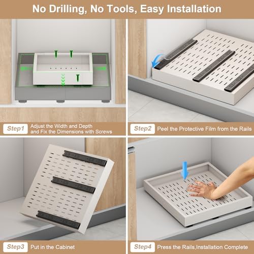 Fokyfok Pull out Cabinet Organizer,15"-21"W,17"-24"D,Expandable,Adhesive - Image 6