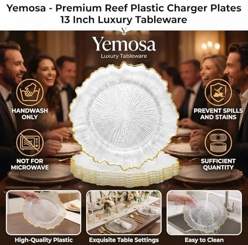 24Pack Clear Charger Plates, 13 Inch Reef Chargers for Dinner Plates - Image 3