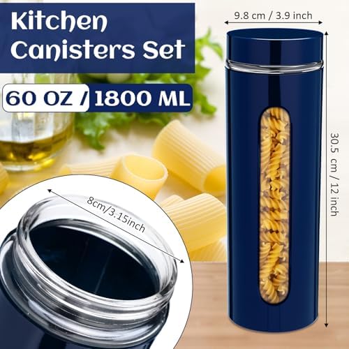 Mimorou 6 Pack 60 oz Airtight Stainless Steel Kitchen Canisters, Navy Blue - Image 2