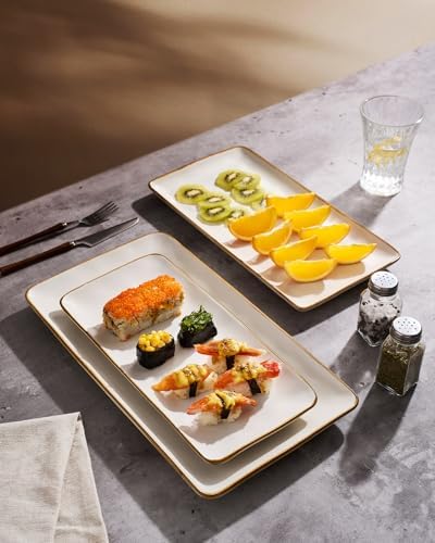Famiware Serving Platters Set of 3 Sizes - Rectangular, Matte White - Image 4