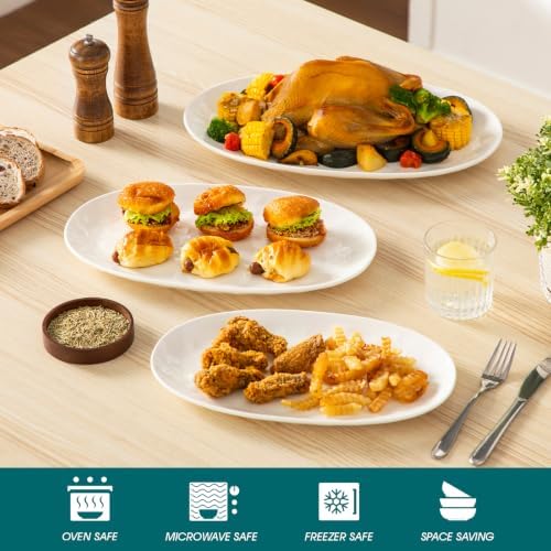 vancasso Ceramic Serving Platters Set of 3, Oval 16/14.7/13.5 Inch, White - Image 4