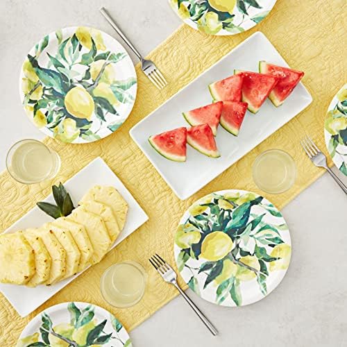BLUE PANDA Disposable Lemon Farmhouse Paper Plates - 9-Inch, Green Matte, 80 Count, Heavyweight 350 GSM for Citrus Birthdays, Bridal Showers, Lemon Theme Cakes & Desserts - Image 4
