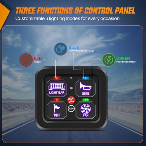 Nilight 4 Gang Switch Panel RGB 12V 24V Circuit Control Relay System - Image 5