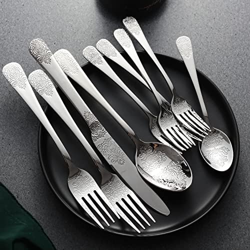 Silverware Set 40 Pieces Stainless Steel Flatware Cutlery Set Service for 8 Kitchen Utensil Tableware Sets Include Knives Forks Spoons for Kitchen Home Restaurant - Image 6