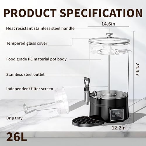 Commercial Coffee Urn Hot Beverage Dispenser Hot Chocolate Maker 26L 170Cup - Image 3