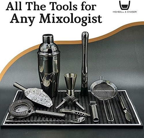 Highball & Chaser 13-Piece Cobbler Cocktail Shaker Set: Black Polished Stainless Steel Bartender Kit for Home Bar Set | Laser Engraved Tools Plus E-Book with 30 Recipes - Image 5
