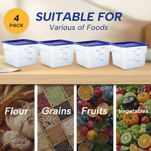 4 Pack 12QT Square Food Storage Containers with Lids - Image 6