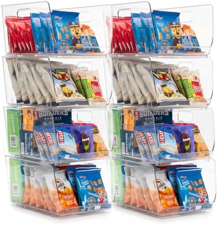 ClearSpace Stackable Storage Bins, Front Pantry Organizer, Medium, 8 Pack by ClearSpace