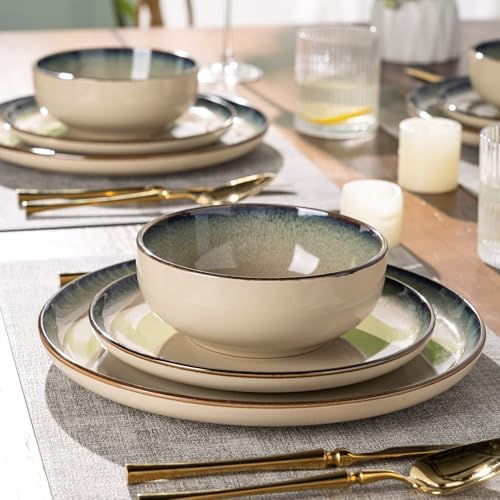 GBHOME Dinnerware Sets for 4, 12 Pieces Ceramic Plates and Bowls Set - Image 3