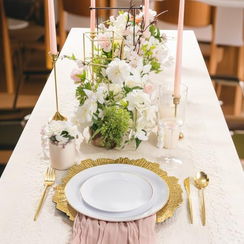 LIYH 8Pcs Gold Charger Plates, 13 Inch Plastic Round Chargers For Parties - Image 3