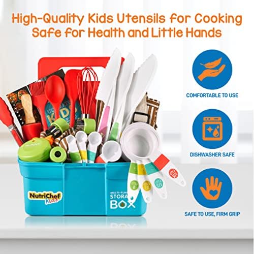 NutriChef Kids Cooking & Baking Set - Complete Cooking Set for Girls & Boys, Includes Little Chef's Apron. Kitchen Supplies, Nylon Knives, Utensils, & Baking Tools, Great Gift for Ages 4 and Up - Image 2