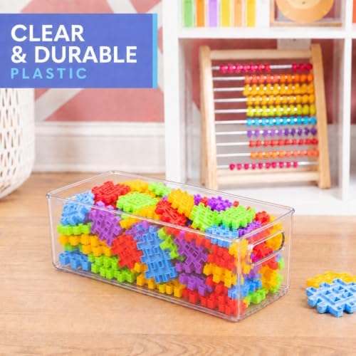 Plastic Food Storage 6 Pack Clear Container Bin with Handles for Organizing Kitchen, Pantry, Refrigerator, Freezer, Pantry, Cabinet, Closet, Bathroom. 12”x6”x5” - Image 4