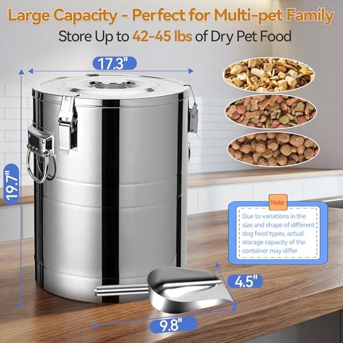 Newget 45 lb Stainless Steel Dog Food Storage Container with Scoop - Image 2