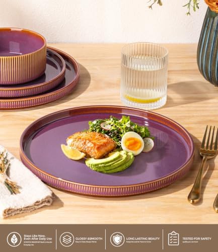GBHOME Stoneware Dinnerware Sets for 4, 12-Piece Plates and Bowls Set - Image 2