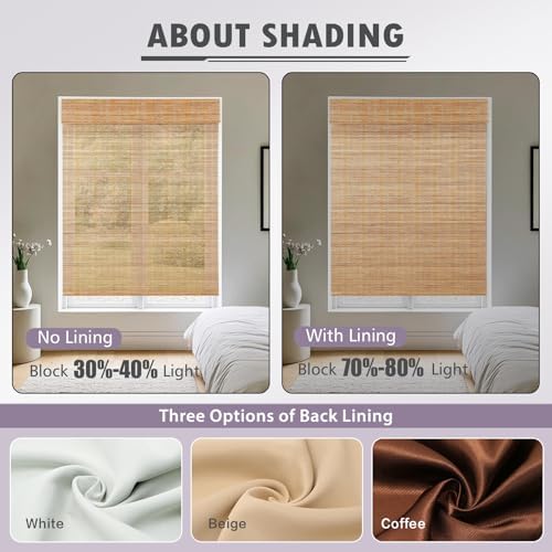 Aimnid Cordless Bamboo Roman Shades, Light Filtering Privacy Roman Blinds for Indoor Windows, Custom Natural Woven Blackout Bamboo Blinds for Doors, Patio,Kitchen, Presco Jute - Image 4