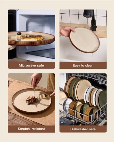 Stoneware Dinnerware Sets, Reactive Glaze Dishes Set for 8 - Image 6