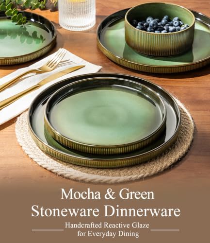 GBHOME Stoneware Dinnerware Sets for 4, 12-Piece Plates and Bowls Set - Image 3