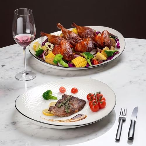 Roeveca 15" Large Serving Platter - Oval Large Serving Tray, Ceramic Serving Dish, White Platters for Serving Food, Appetizers, Entertaining, Party, Set of 2 - Image 3
