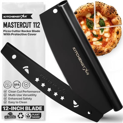 12-Inch Pizza Cutter Rocker Blade, 304 Stainless Steel Slicer Knife, Black by Kitchenstar