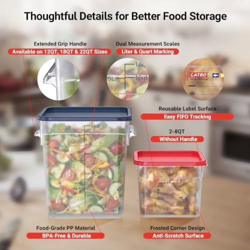 2 Pack 2 QT Commercial Food Storage Containers with Lids, BPA-Free Translucent Square Containers for Spices, Pet Food, Treats, Ingredients and Kitchen Organization with FIFO Label Area - Image 3