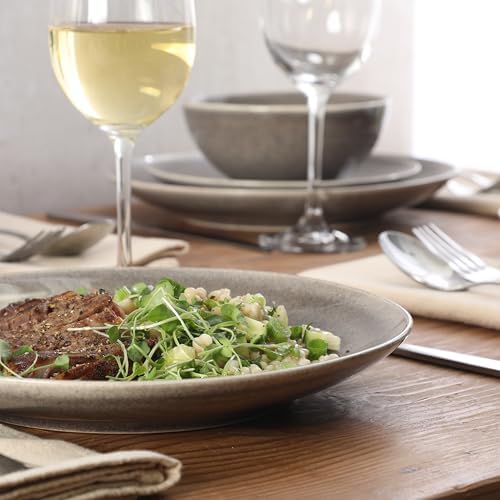 Gibson Elite Castle Peak Plates and Bowls Set, 12-Piece Dinnerware Set, Grey Reactive Glaze Stoneware Dishes, Dinner Plates, Salad Plates & Cereal Bowls - Image 4