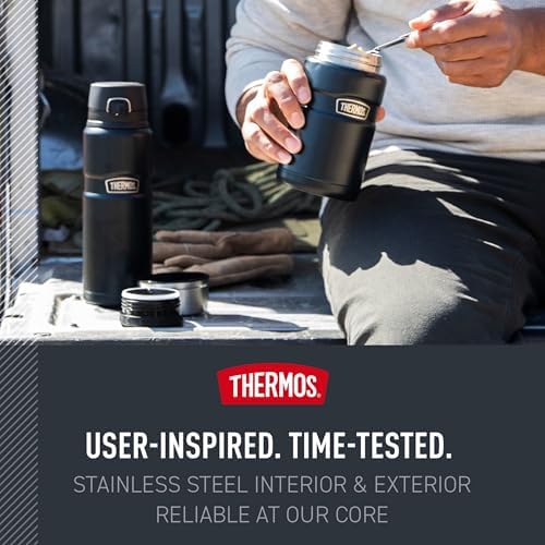 THERMOS Stainless King Vacuum-Insulated Food Jar, 24 Ounce, Matte Black - Image 6
